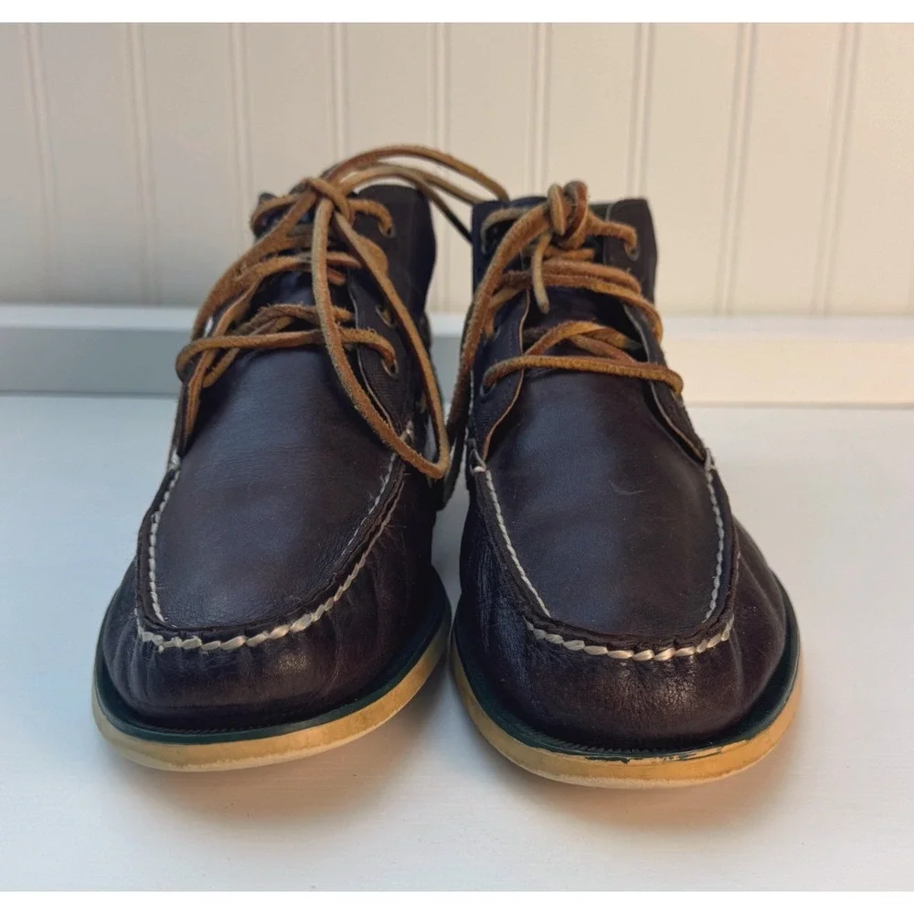 Polo‎ Ralph Lauren Brawley Mens 8D Dark Brown Leather Canvas Chukka Boat Boots